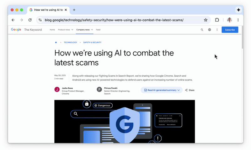 Enhance your browsing with Gemini in Chrome
