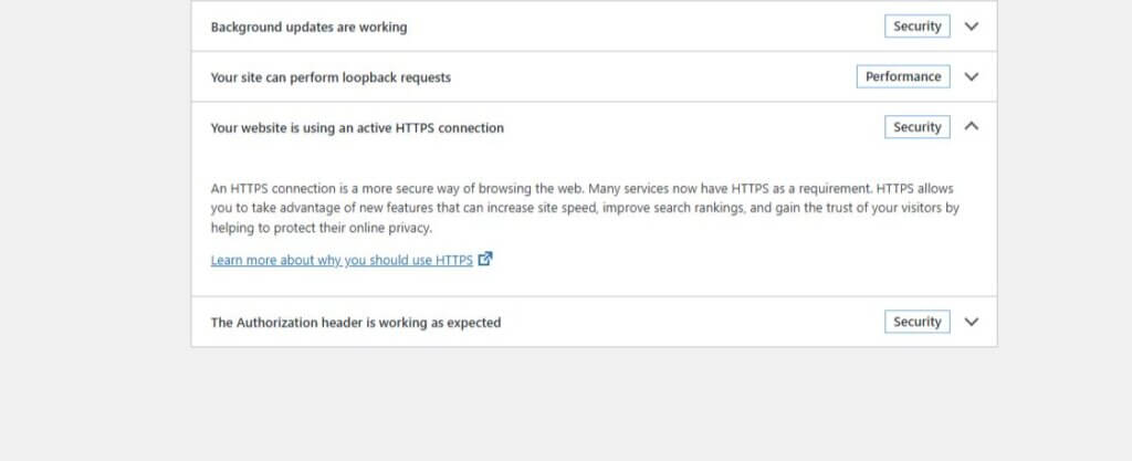 Your website is using an active HTTPS connection